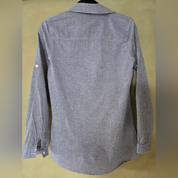 Paper Moon | Blue and White Checkered Blouse with Embroidery, Size S - Picture 2 of 5